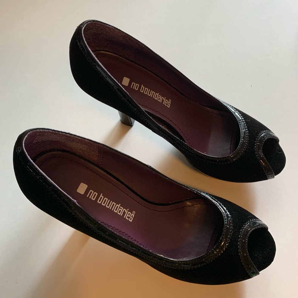 Back velvet heels